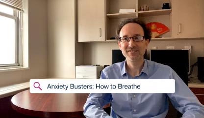 Dr. Paul Bulman, Supervising Psychologist, sitting in an office discussing COVID-19 related anxiety and how to breathe.