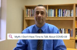 Dr. Simon Rego, Chief Psychologist, sitting in an office discussing the myth that there is not time to talk about COVID-19
